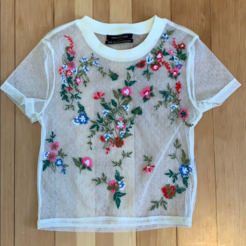 Mesh Floral Detailed Top